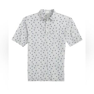 Boys Johnnie-O Currituck Palm Tree Cotton Polo Shirt Heather Gray Size 16